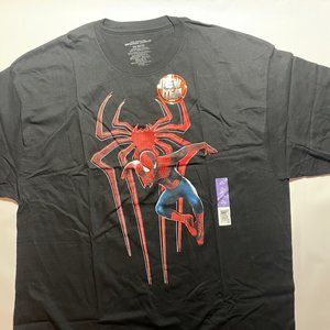 New Men's Short Sleeve T-Shirt "Spiderman", Black/Red, 100% Cotton, Size: XXL **